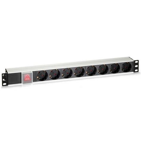 Panel regleta PDU 8 tomas +interruptor en aluminio