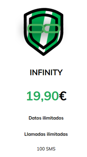 Línea móvil Centralita INFITY Datos y Llamadas Ilimitados+100SMS 